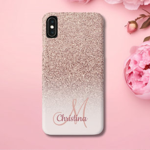 Personalisierte Girl Rose Gold Glitzer Glitzern Na Case-Mate iPhone Hülle