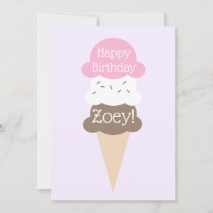 Personalisierte Girl's Birthday Ice Cream Card Feiertagskarte