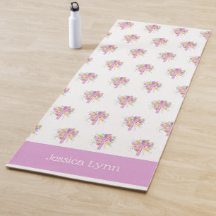 Personalisierte Girls Christliche Wasserfarbe Kreu Yogamatte