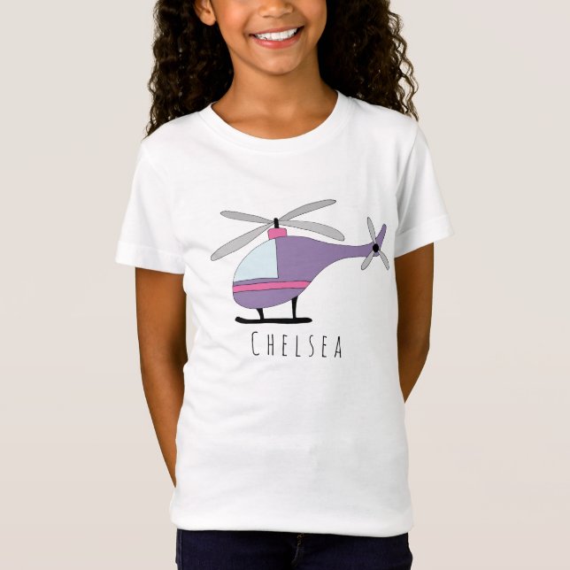 Personalisierte Girls Cool Helicopter Aircraft & N T-Shirt (Vorderseite)