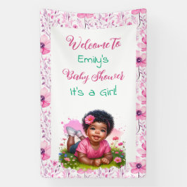 Personalisierte Girl's Floral Baby Dusche Willkomm Banner