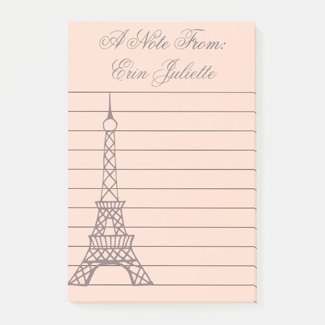 Personalisierte Girl's Post It Note Eiffelturm Ges Post-it Klebezettel (Vorderseite)