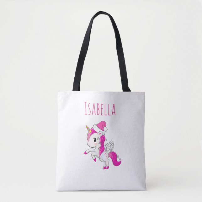 Personalisierte Girl's Unicorn Tasche (Vorderseite)