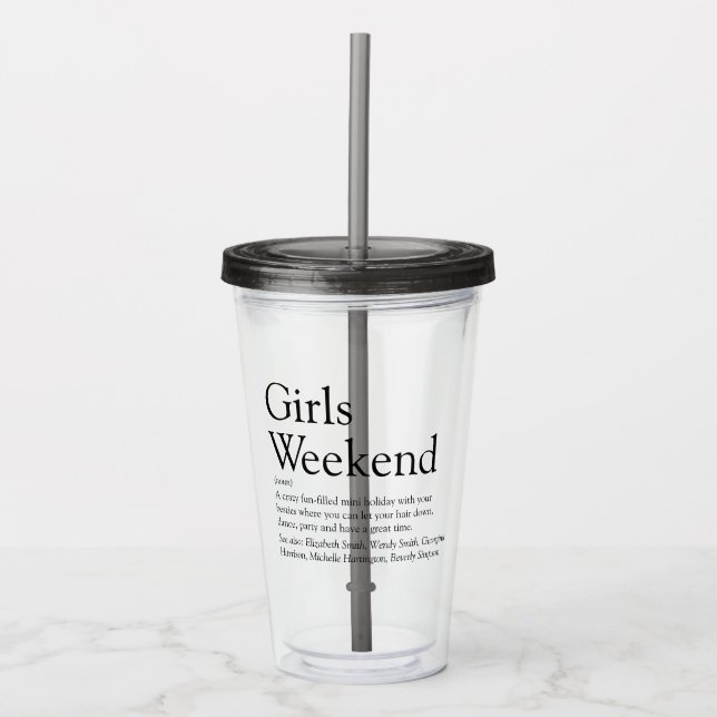 Personalisierte Girls-Wochenenddefinition Acryltrinkbecher (Vorderseite)