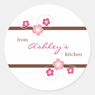 Personalisierte Girly Floral Canning Kitchen Stick Runder Aufkleber