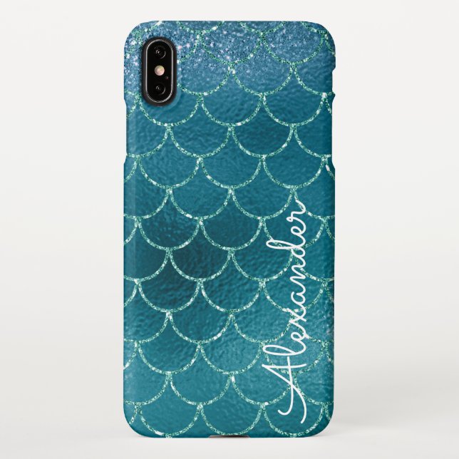Personalisierte Girly Mermaid-Skalen iPhone Hülle (Rückseite)