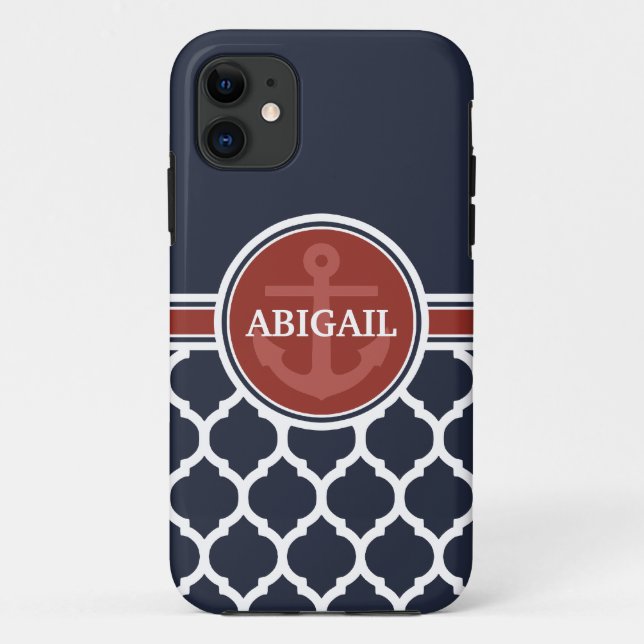 Personalisierte Girly Nautical Ankervorlage Case-Mate iPhone Hülle (Rückseite)