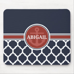 Personalisierte Girly Nautical Ankervorlage Mousepad