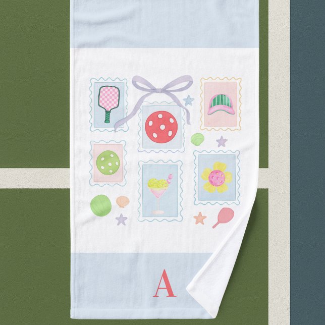 Personalisierte Girly-Pickleball-Briefmarke Handtuch (Von Creator hochgeladen)