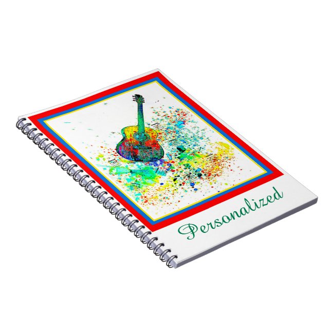 Personalisierte Gitarre und Akkorde Spritzer Notizblock (Rechte Seite)