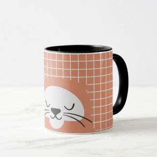 Personalisierte Gitterlinie, braun, niedlich Tasse