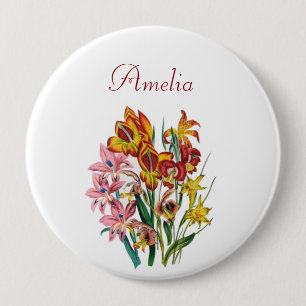 Personalisierte Gladiolen Brosche Button