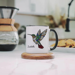 Personalisierte Glasmalerei-Kolibri-Kaffeetasse  Tasse