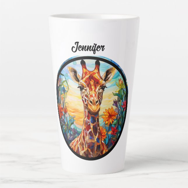 Personalisierte Glass Giraffe Milchtasse (Vorderseite)
