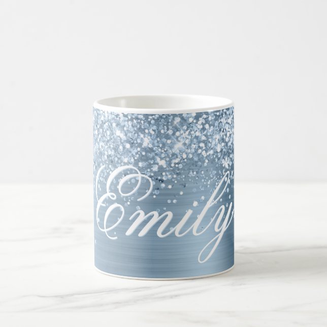 Personalisierte Glitterie Hellblauer Foil Kaffeetasse (Mittel)