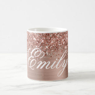 Personalisierte glitzernde Roségoldfolie Kaffeetasse