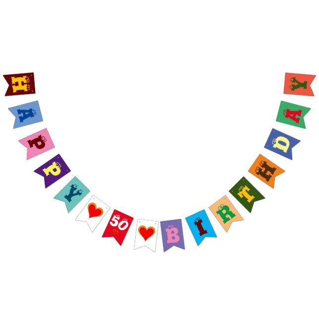 Personalisierte GLÜCKLICHE GEBURTSTAGSHERZEN + Ihr Wimpelkette (Alle)