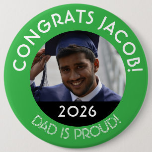 Personalisierte Glückwunsch Grad Foto Vater Proud  Button