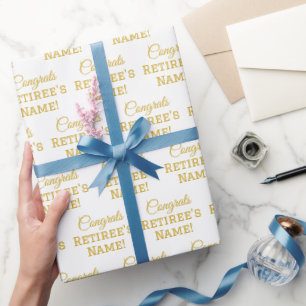 Personalisierte Glückwunsch Retiree! Gold aus Weiß Geschenkpapier