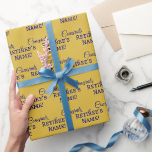Personalisierte Glückwunsch Retiree! Navy Blue auf Geschenkpapier