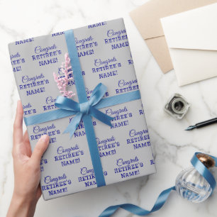 Personalisierte Glückwunsch Retiree! Navy Blue auf Geschenkpapier