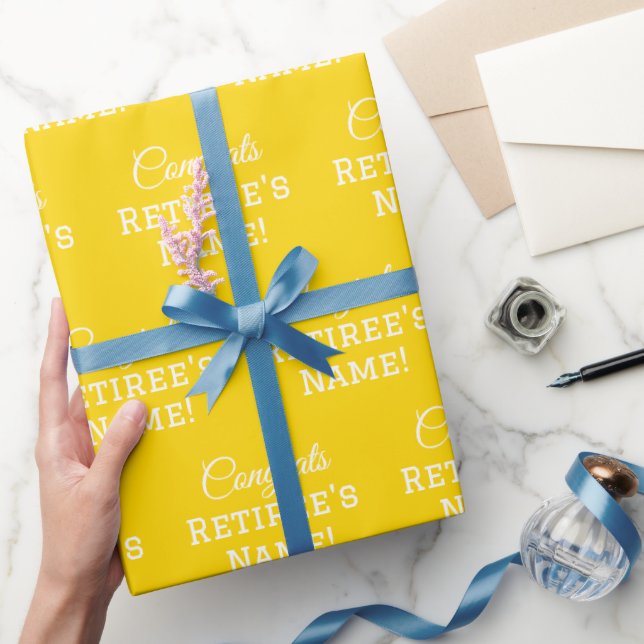 Personalisierte Glückwunsch Retiree! Weiß auf Gold Geschenkpapier (Schenken)