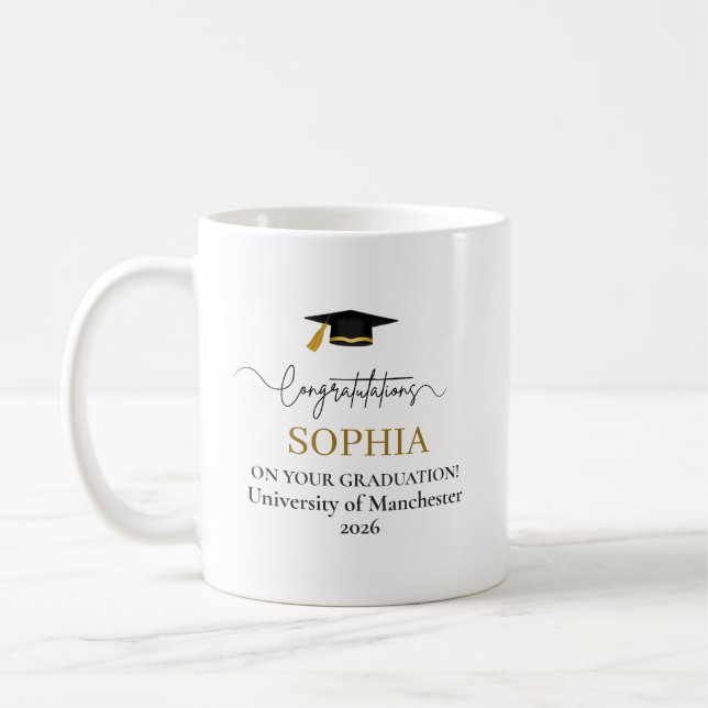 Personalisierte Glückwünsche zum Abschluss 2026  Kaffeetasse (Links)