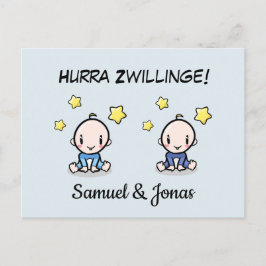 Personalisierte Glückwünsche zur Geburt Zwillinge, Postkarte