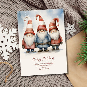 Personalisierte Gnome Weihnachts-Feiertagskarte Feiertagskarte