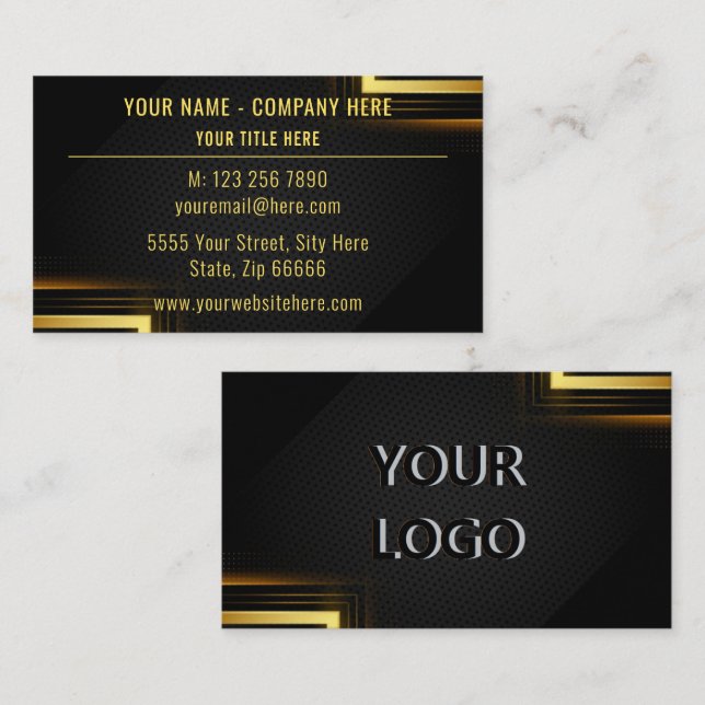 Personalisierte Gold Black Business Card mit Logo Visitenkarte (Vorne/Hinten)