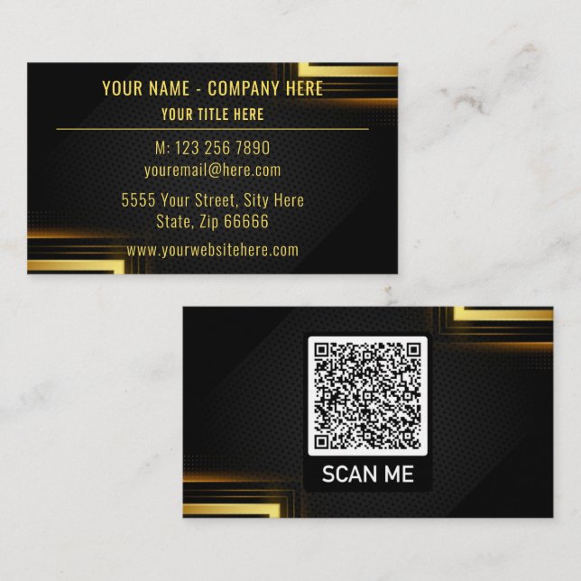 Personalisierte Gold Black Business Card mit QR-Co Visitenkarte (Vorne/Hinten)