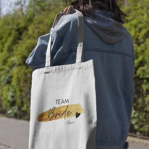 Personalisierte Gold & Black Modern Chic Team Brid Tragetasche