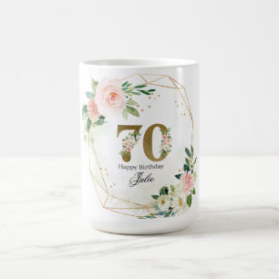 Personalisierte Gold- & Blumendekoration zum 70. G Kaffeetasse