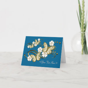 Personalisierte Gold Butterfells Blumenkarte