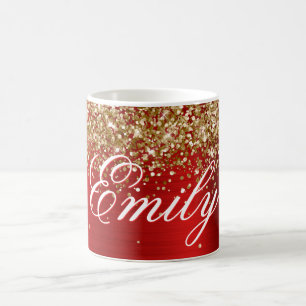 Personalisierte Gold Glitter Rote Folie Kaffeetasse