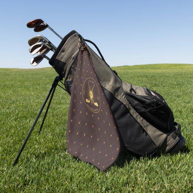 Personalisierte Gold-Golfklubs Golfhandtuch (Gras)
