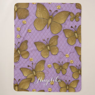 Personalisierte Gold-Schmetterlinge Name Sherpadecke