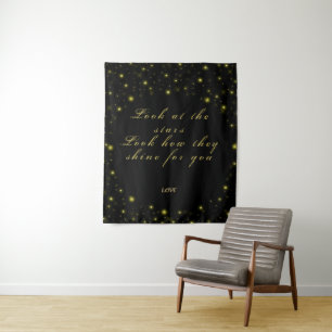 Personalisierte Gold- und Glitzern-Sterne in Schwa Wandteppich