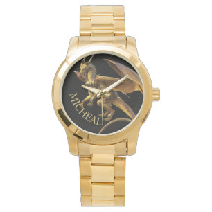 Personalisierte Golddrachenfantasie Armbanduhr