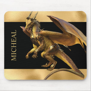 Personalisierte Golddrachenfantasie Mousepad