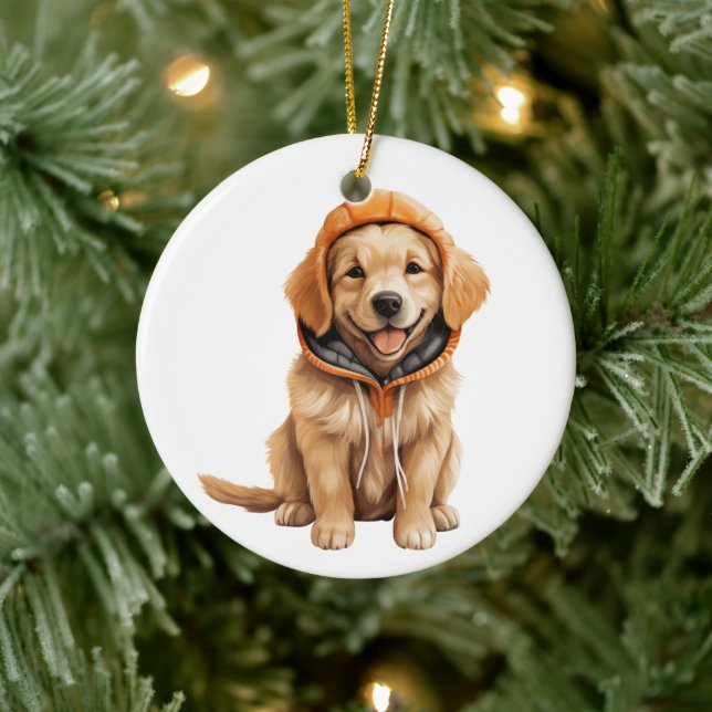 Personalisierte Golden Retriever Hunde Kunst Keramik Ornament (Baum)