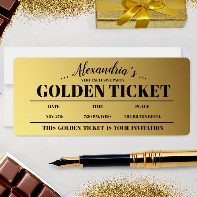 Personalisierte Golden Ticket Party Einladung (Von Creator hochgeladen)