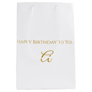 Personalisierte goldene Anfangsbuchstaben-Happy-Bi Mittlere Geschenktüte