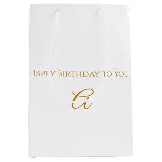 Personalisierte goldene Anfangsbuchstaben-Happy-Bi Mittlere Geschenktüte