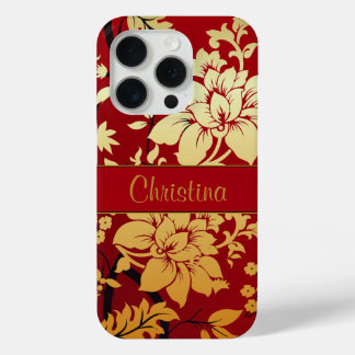 Personalisierte Goldene Blume aus dem Orientalisch iPhone 15 Pro Hülle