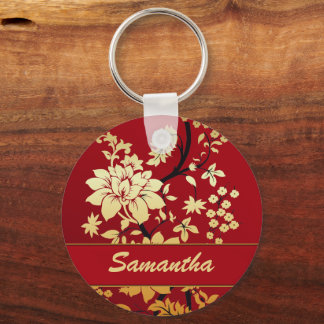 Personalisierte Goldene Blume aus dem Orientalisch Schlüsselanhänger