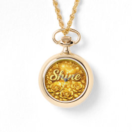 Personalisierte goldene Blumenhalskette Uhr