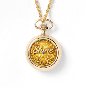 Personalisierte goldene Blumenhalskette Uhr