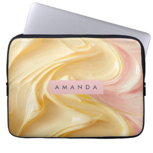 Personalisierte goldene Buttercreme-Swirls Pastell Laptopschutzhülle