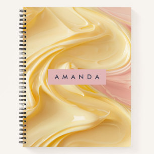 Personalisierte goldene Buttercreme-Swirls Pastell Notizbuch